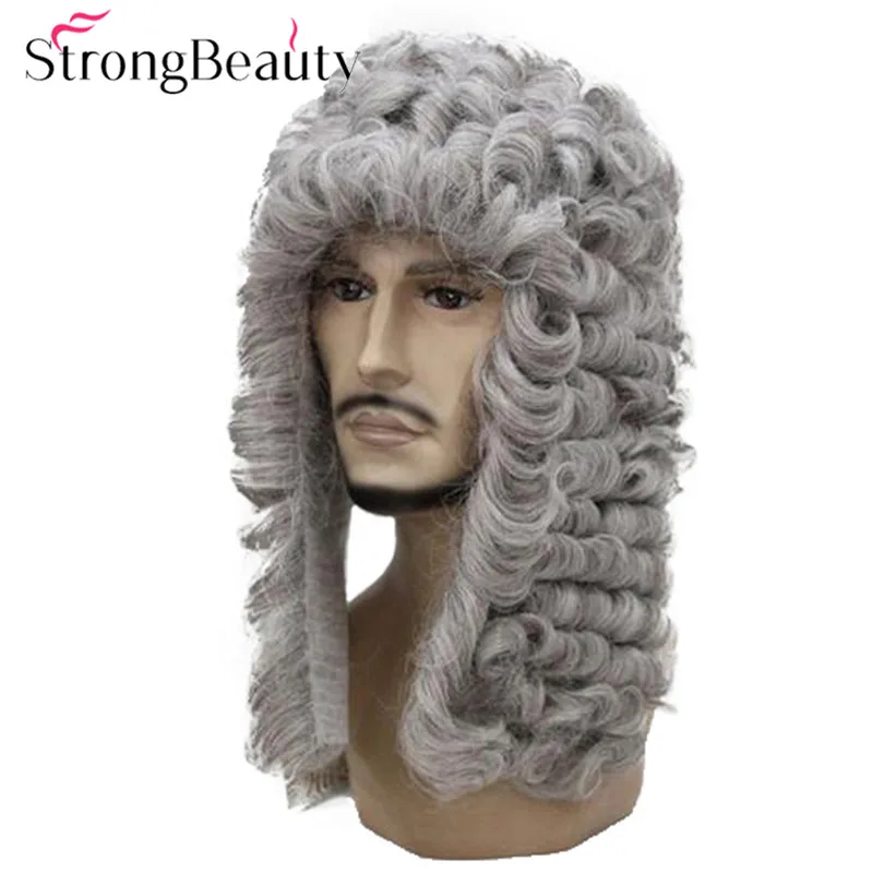 StrongBeauty Synthetic Judge Wig Nobleman Curly Hair Historical Blonde Gray Black Wigs