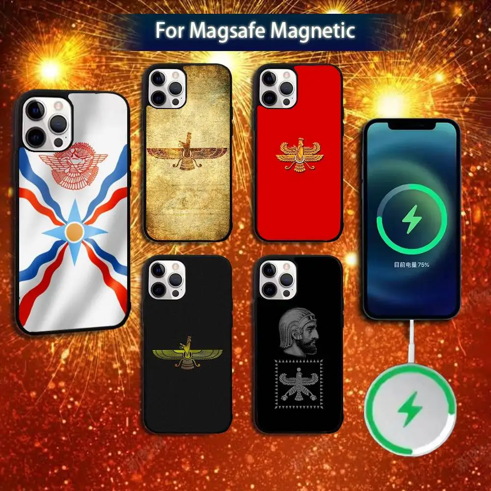 Capa de telefone A-Assyrian f-flag-s para iPhone 17,16,15,14,13,12,11,Pro,Max,Plus,Mini,Magsafe, capa de carregamento magnético sem fio