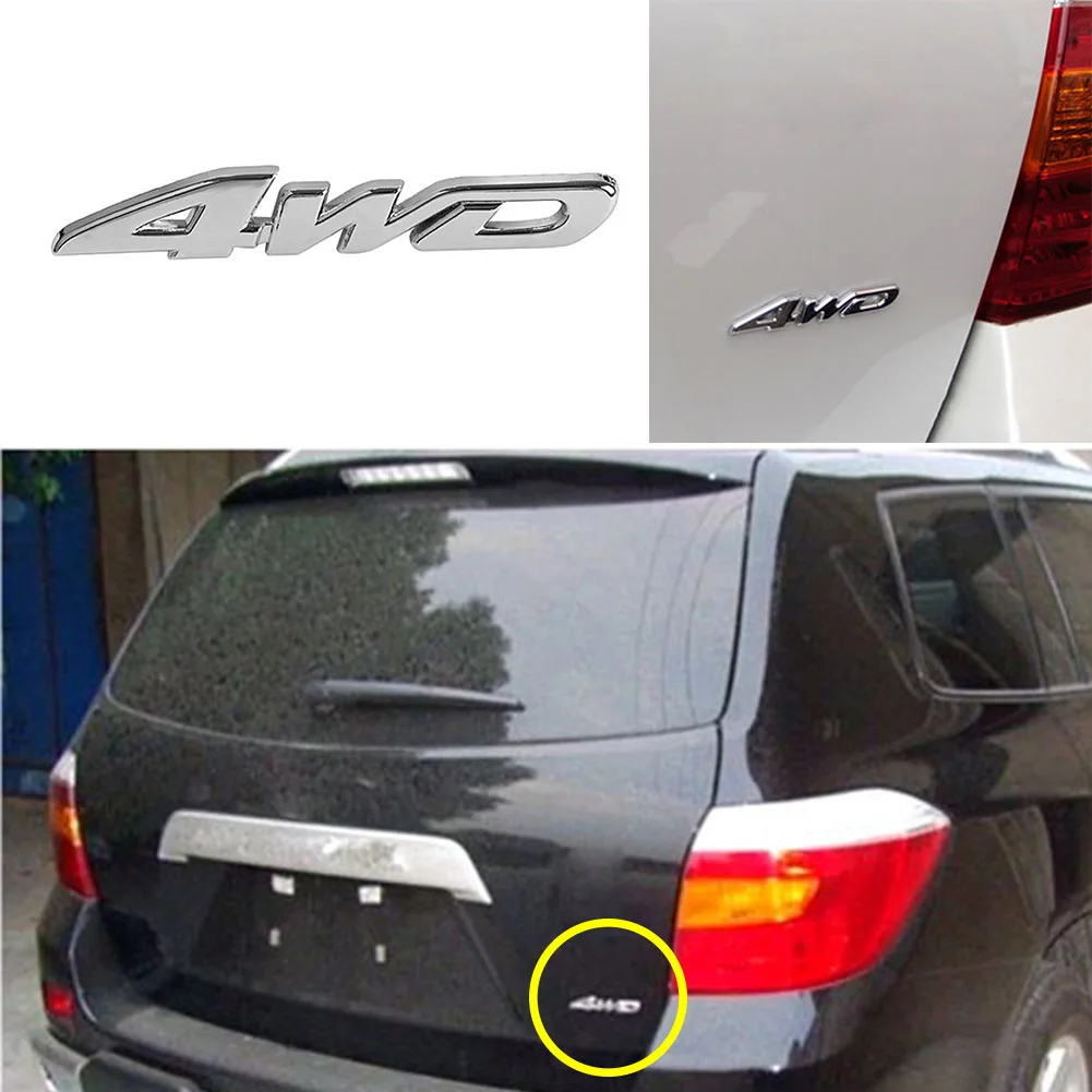 

4WD Car Sticker Metal Plating Trunk Lid Emblem Badge Decal Easy Installation Auto Exterior Accessories with Adhesive