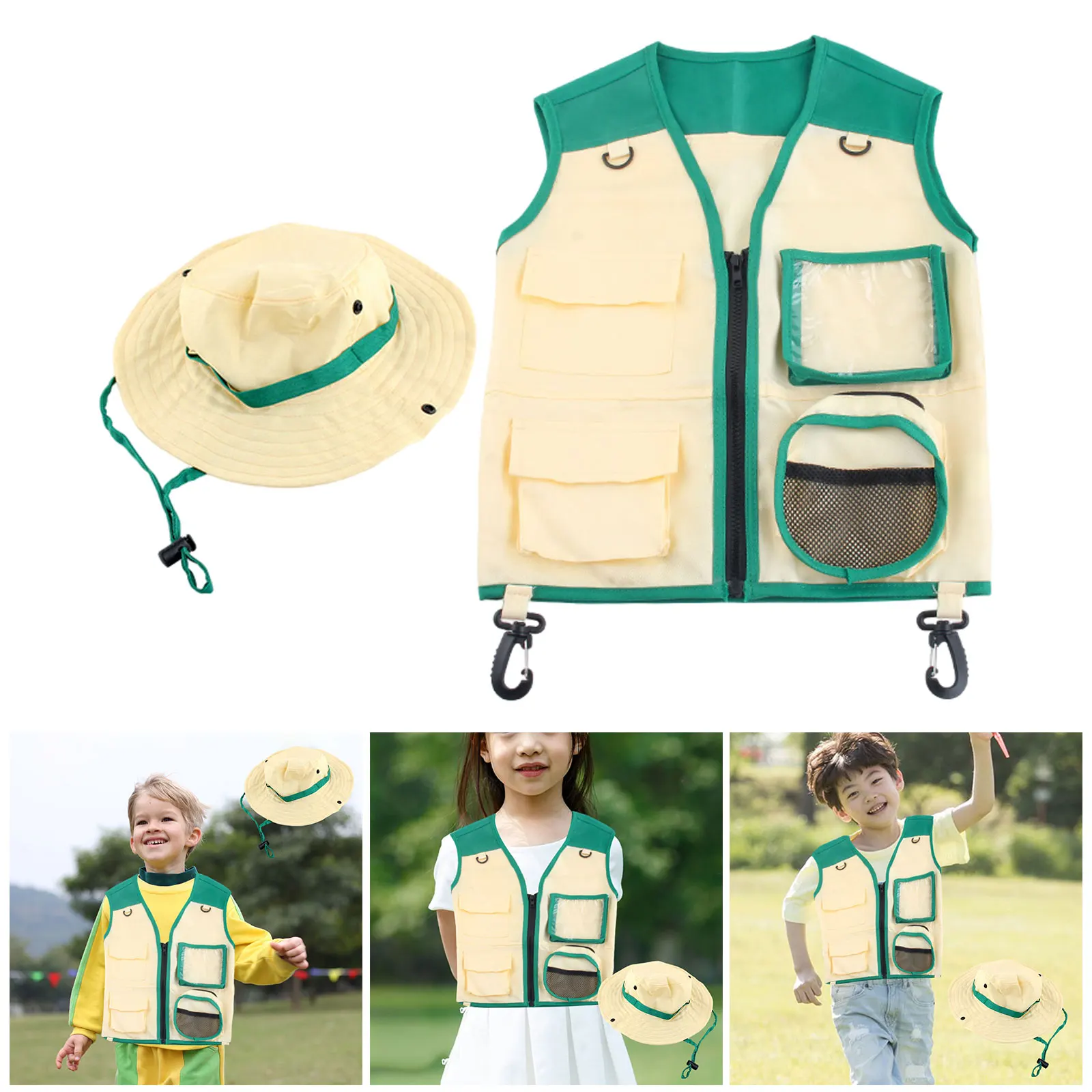 Children Toys Kids Explorer Costume Kit Adventures Suit Including Vest and Hat Dress Up Children Gift for Outdoor Adventures Set