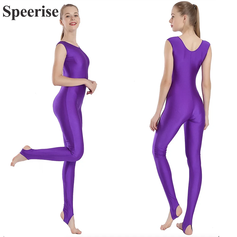 Women Spandex Tank Unitard With Stirrup Sleeveless Ballet Cosplay Jumpsuits Nylon Gymnastics suit Playsuits Halloween Costumes