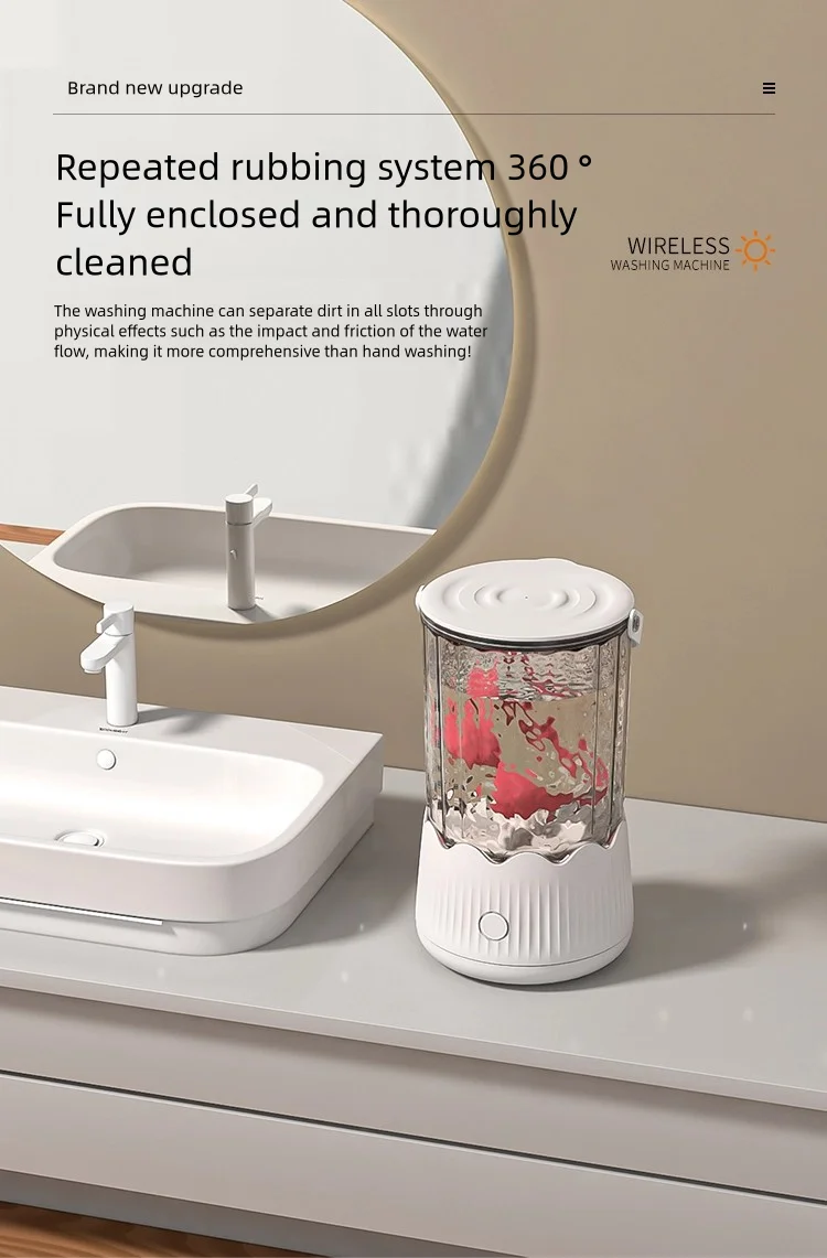 Ricarica USB Piccola mini lavatrice portatile wireless automatica per biancheria intima e calzetteria