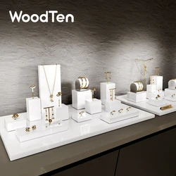 WoodTen Block Shaped Jewelry Display Stand Shop Cabinet Display Props Necklace Display Jewelry Store Ring Earrings Bangle Rack