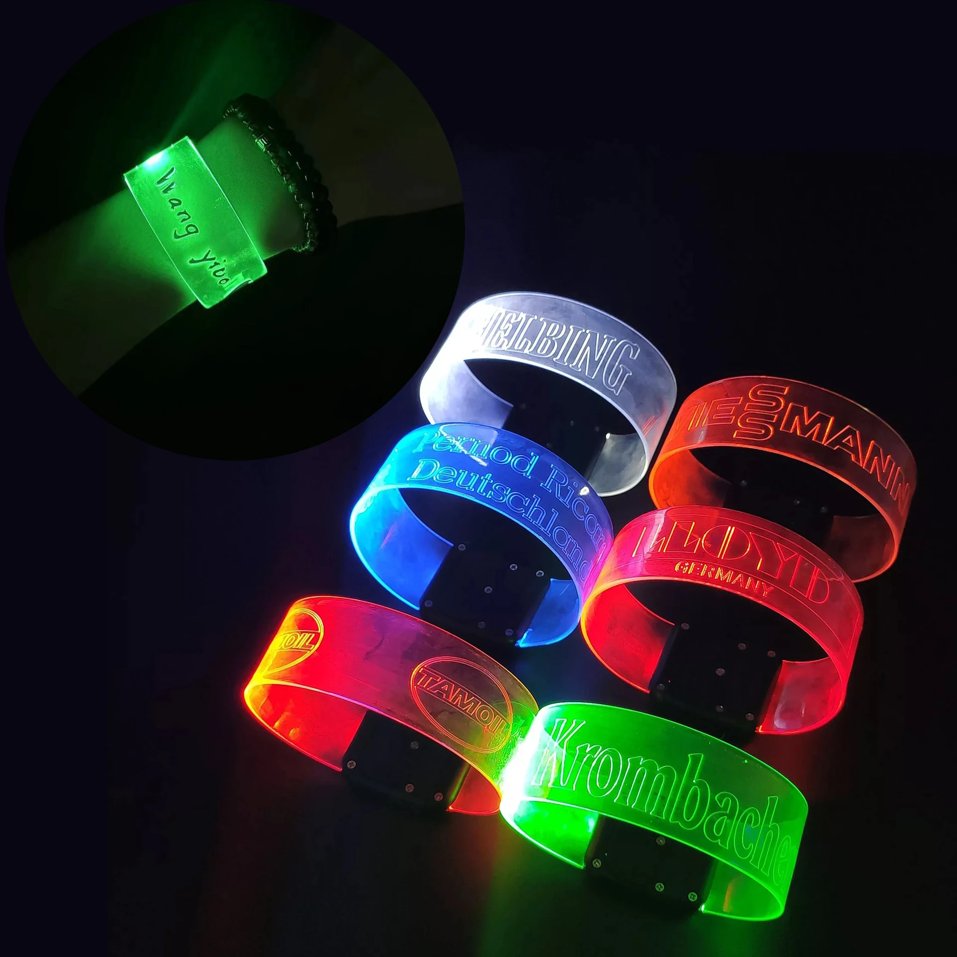 Upgrade Luminous Bracelets LED Sound Control Fluorescent Glow Wristbands 20/100/1000pcs for Outdoor Sports Party Armband