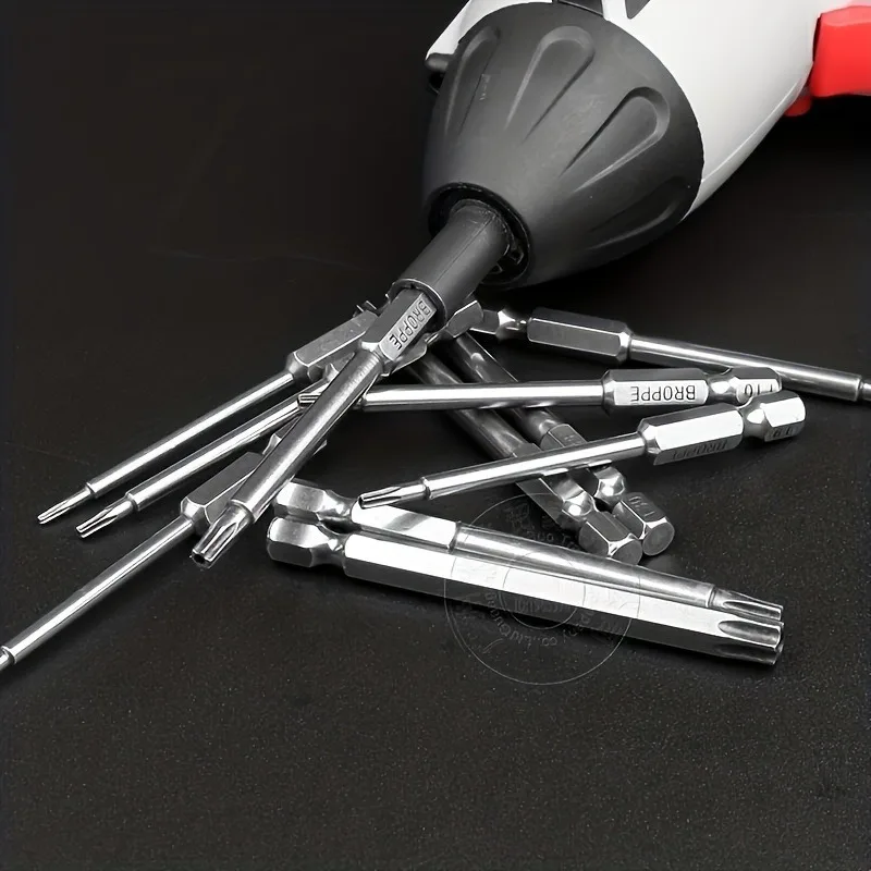 11Pcs Precision Star Plum Bit Set, S2 Alloy Steel, 75mm Long, With Hexagonal Socket, for Vehicle and Electrical Maintenance