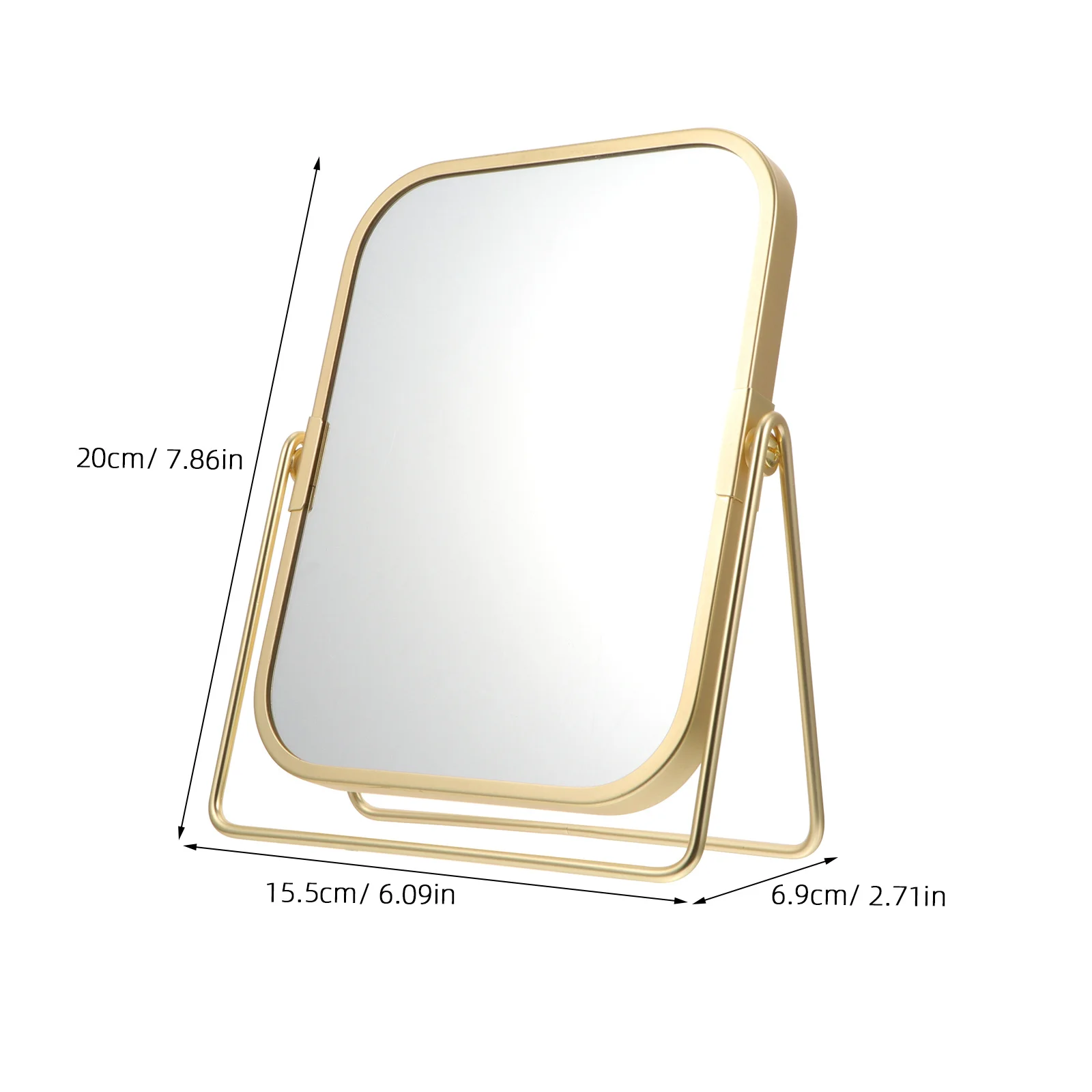 Mirror 360 Degree Swivel Desktop Tabletop Metal Stand Durable Safe Long Life Simple Style Mirror