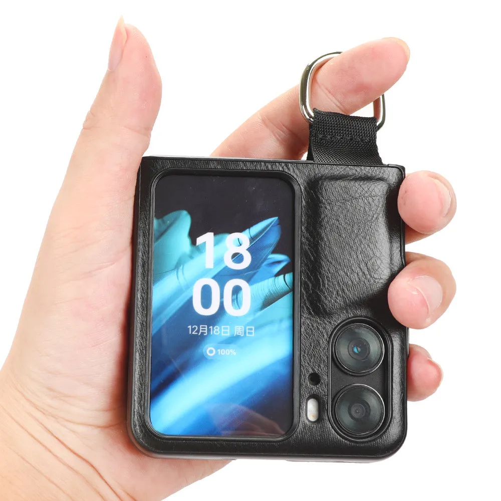 For OPPO Find N2 Flip Case Luxury Ring PU Leather Hard Back Cover Case For OPPO Find N2Flip Phone Case