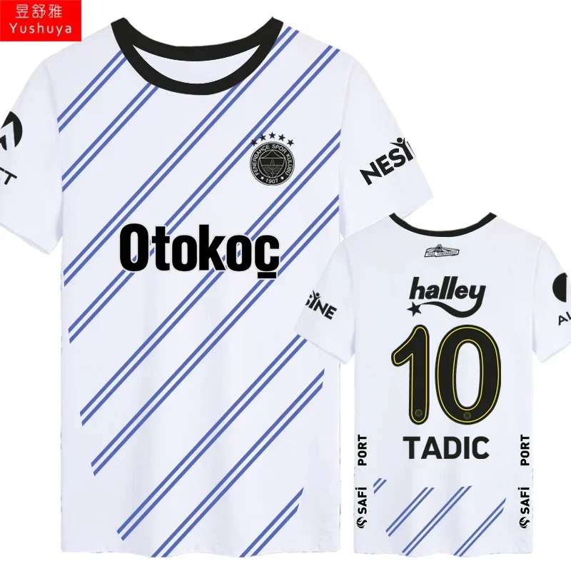 المحلية سوبر Fenerbahce فريق Dzeko كرة القدم تي شيرت الرجال النساء المشجعين قصيرة الأكمام تي شيرت ثلاثية الأبعاد مطبوعة الأطفال الرياضة المحملة الملابس