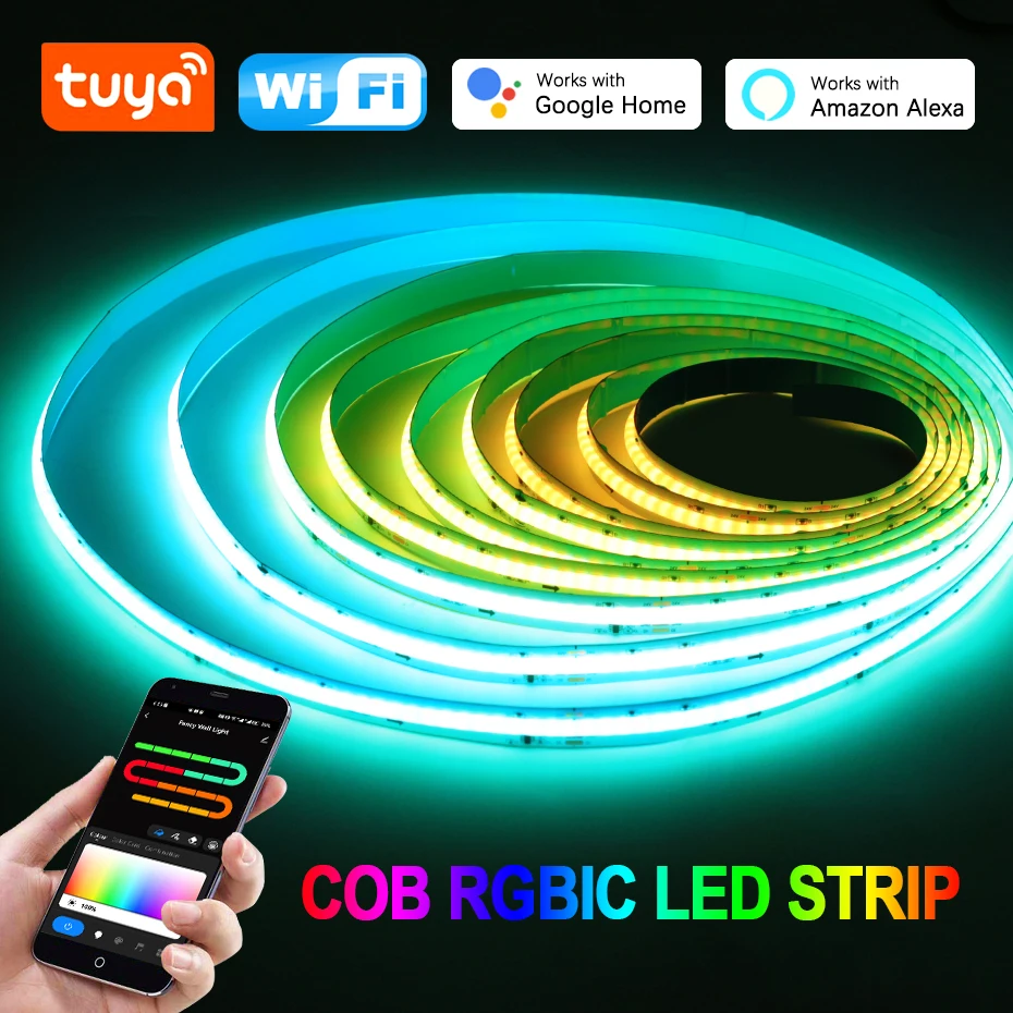 

Smart WiFi Bluetooth COB Led Strips RGBIC Light Bar DIY Atmosphere 720LEDs/m 24V Dreamcolor RGB Led Tape Lighting For Room Decor