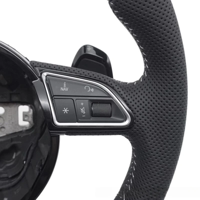 For Audi A4 S4 A5 RS4 B8 A6 C7 classic leather steering wheel with multi-function buttons