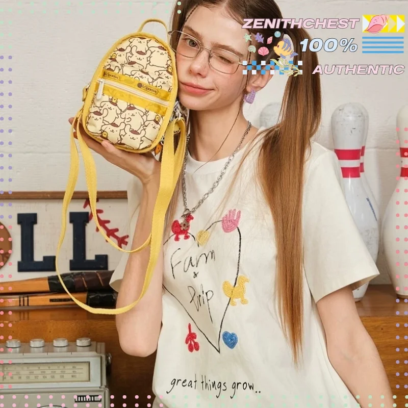 

Lesportsac Crossbody Bag Sanrio Pompompurin Collaboration Printed Casual Small Shoulder Bag For Women Daily Travel Shopping