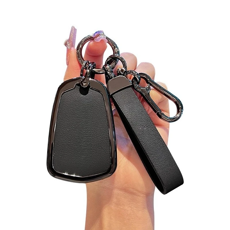 Premium Zinc Alloy Key Cover Case for Cadillac XT5/XT4/XT6/ATS-L/CT6/CT5/XTS - Protective Key Fob Shell Key Bag Chain