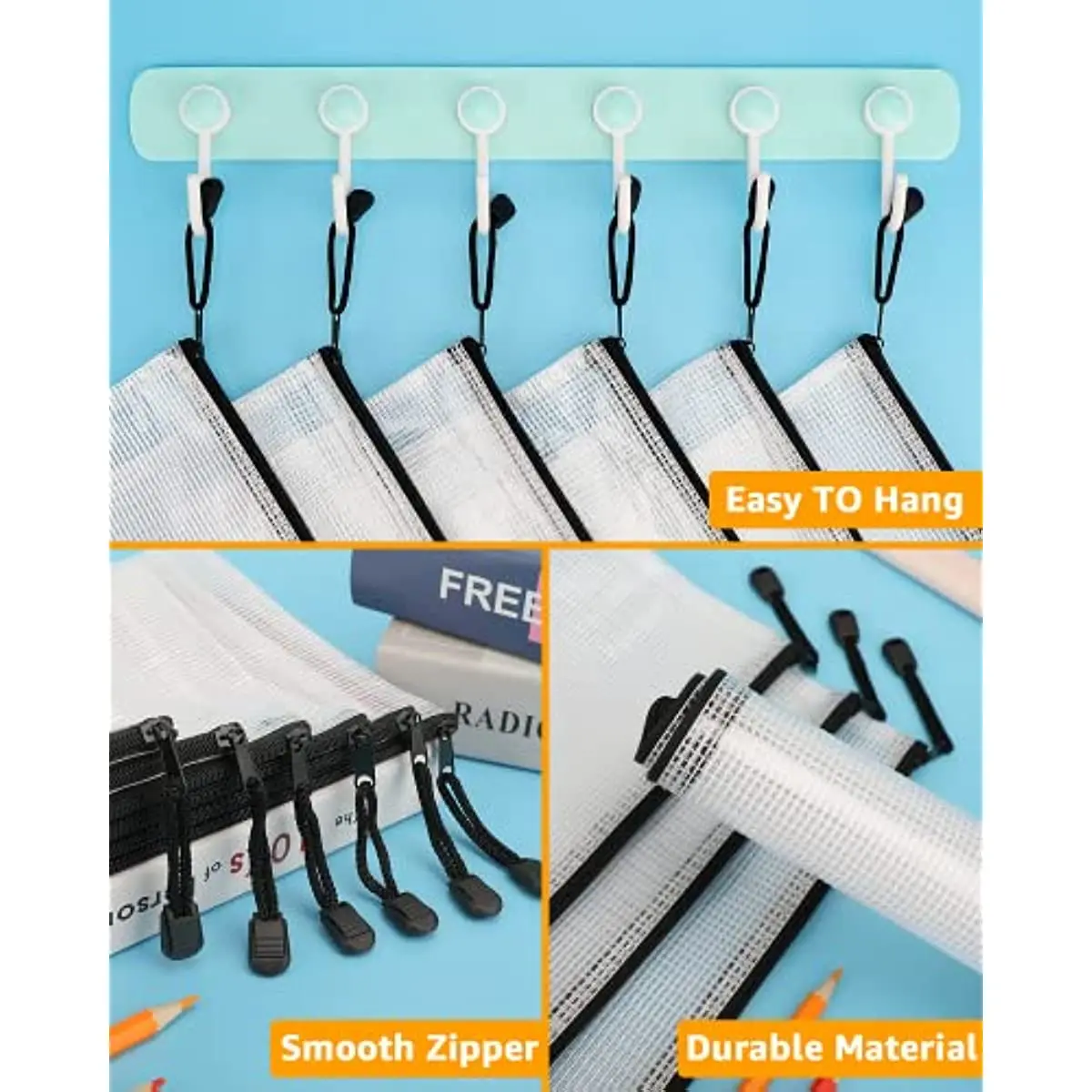 15pcs 지퍼 메쉬 문서 주머니 지퍼 주머니 학교 용품, 퍼즐, 보드 게임 공예 프로젝트에 대 한 방수 여행 주머니