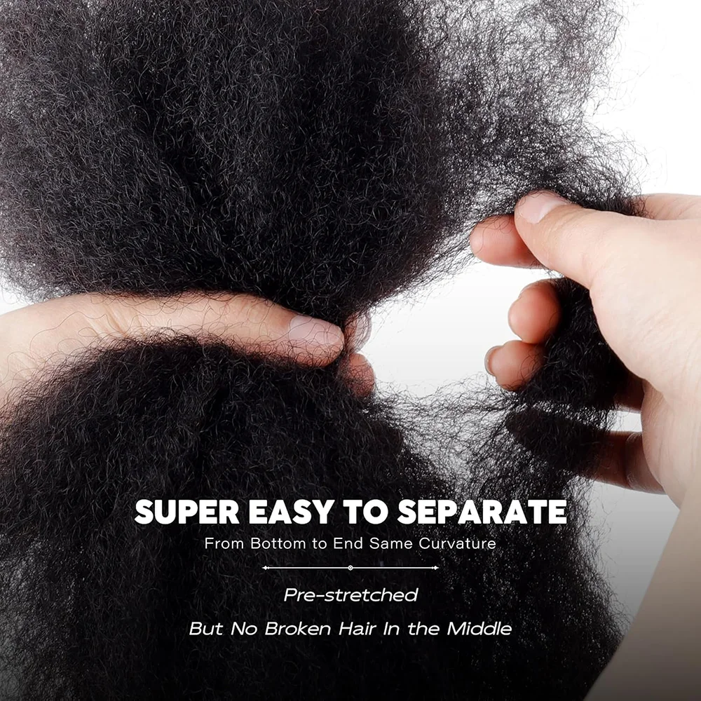 Afro Kinkys Bulk Human Hair for Dreadlock Extensions Loc Repair Braiding Twist Tight Afro Kinky Human Hair for Loc 1Packs 50/30g