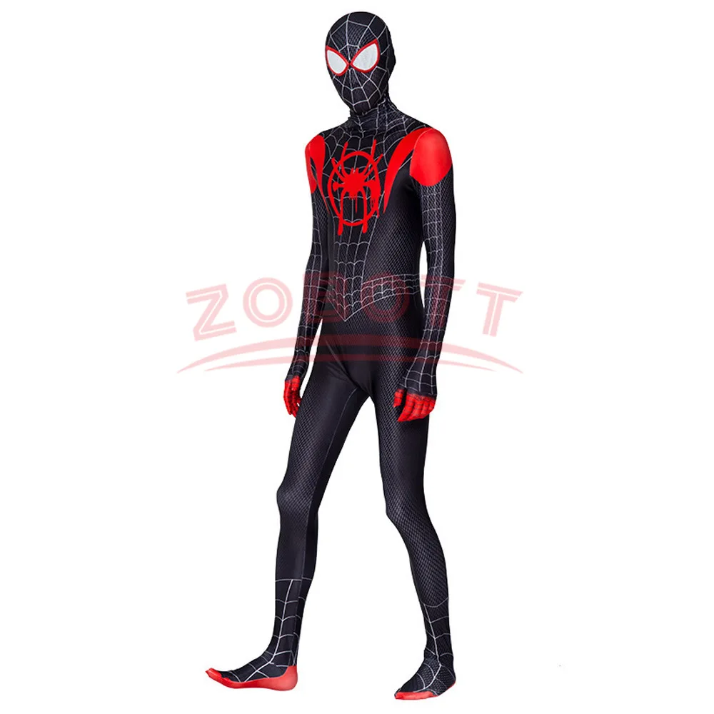 Anime Spider Man adulto/bambini Costume Cosplay Miles stile supereroe puntelli di Halloween tuta ragazzi ragazze vestiti regalo di natale Outft