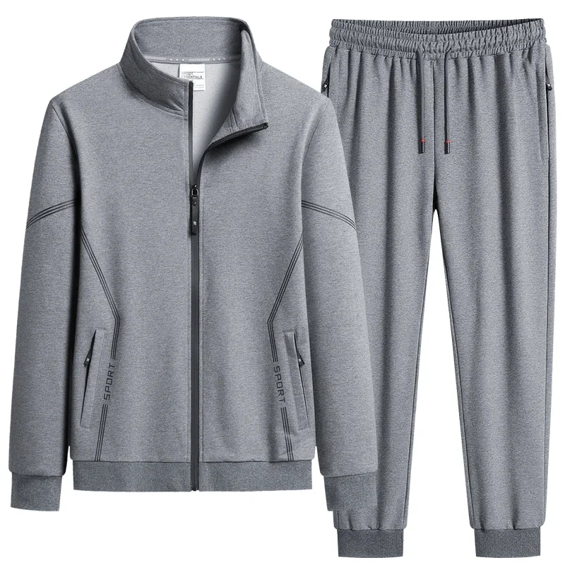 Shi sports suit spring explosion sports leisure loose large size stand-up collar fashion handsome trend clothing Size 7XL 8XL