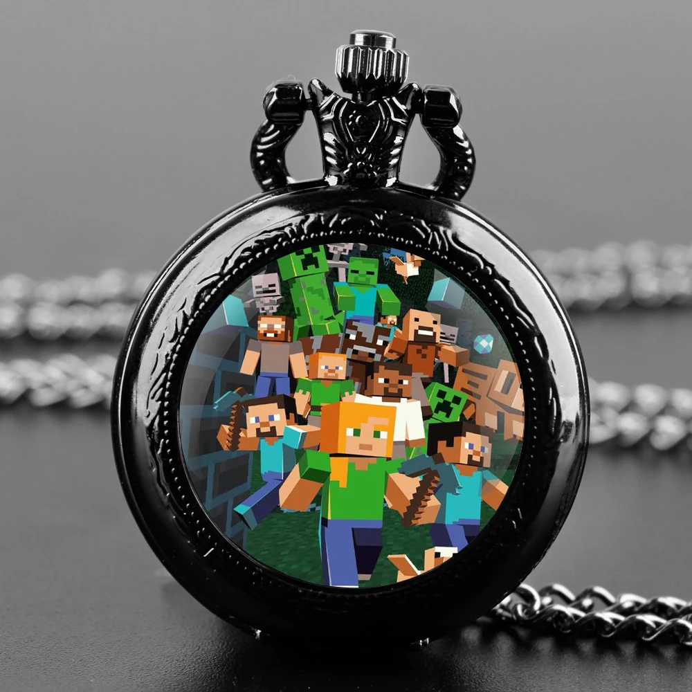 Cartoon Game Vintage Quartz Pocket Chain Watch Necklace Watches For Men Kids Birthday Unique Gifts Mens Pocket Watches