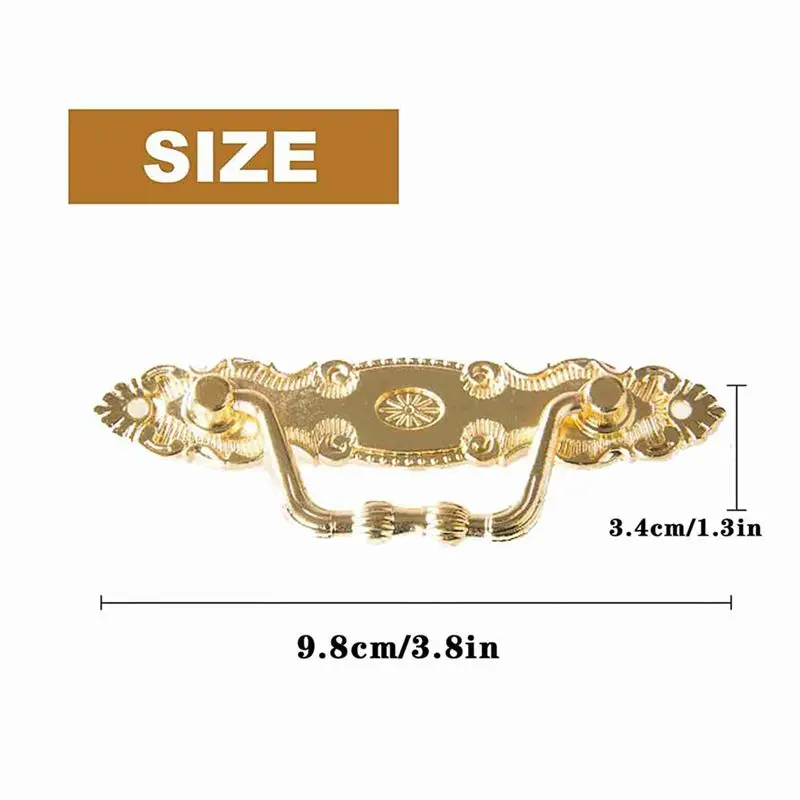 ABVT-20PCS Antique Handle Zinc Alloy Drawer Door Knobs Golden Cupboards & Draws Handles For Furniture Door (With Screws)