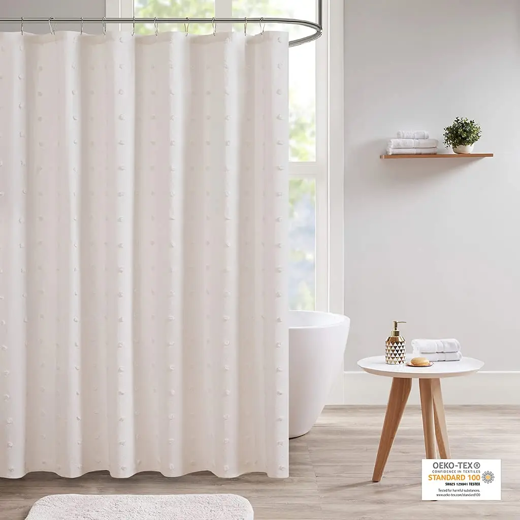 Cotton Jacquard Pom Pom Shower Curtain