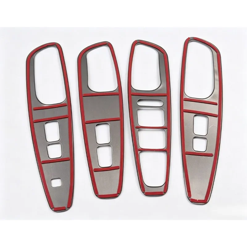 For Hyundai Santa Fe 2019-2021: Window Switch Panel Frame Covers - 4PCS Carbon Fiber ABS Self-Adhesive Trim Easy to install