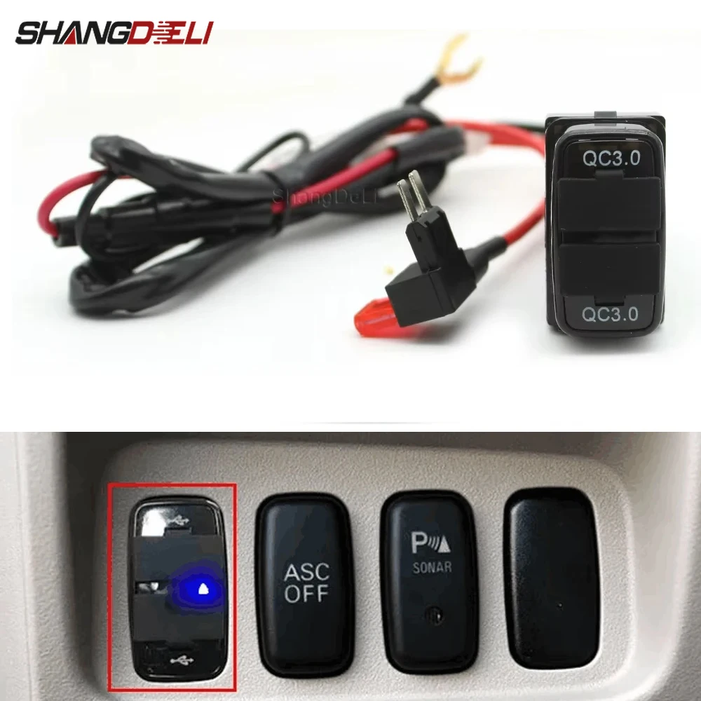 

1PC Car Blue Light Car Quick Charger Dual USB Interface Socket for MITSUBISHI ASX Lancer Outlander Pajero Auto Accessories
