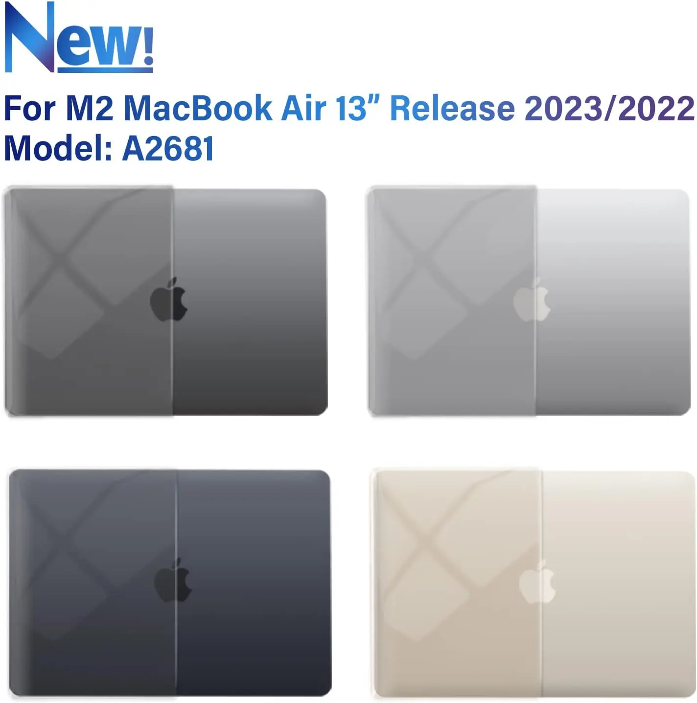 Compatible with New MacBook Air 13.6 inch Case 2022-2025 M2 M3 M4 Chip Model A2681/A3113A3240, Hard Shell Case Crystal Clear
