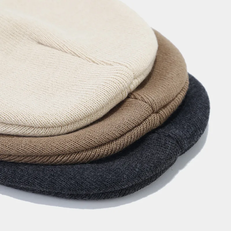 2024 Herbst/Frühling Herren-Tarn-Strickmütze, reine Farbe, elastische Kappe, Unisex, warm, modisch, für Damen, Leisured-Mütze – Detail 8