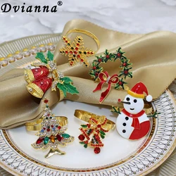 6Pcs Christmas Napkin Rings Crystal Napkin Rings Holders for Christmas Dinning Wedding Receptions Thanksgiving and Home Kitchen