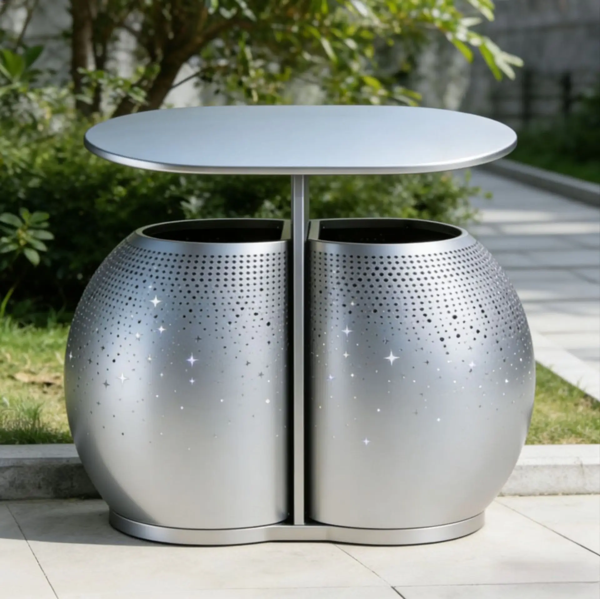 Hotel low-luxury outdoor trash can, courtyard lobby stainless steel leather box, high-end club commercial block