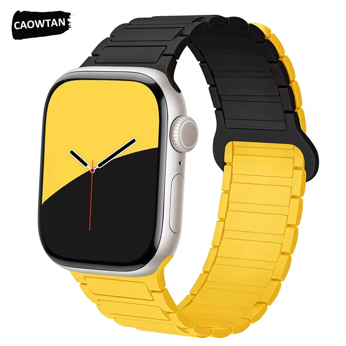 Magnetic Silicone Strap for Apple Watch Band 46mm 45mm 44mm 42mm Ultra 3 2 49mm Sport Two Tone Bracelet for Iwatch Series 1-11