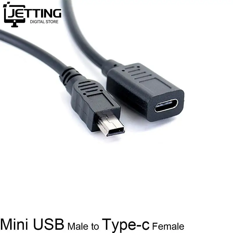 30cm Mini USB Male to Type-c Female Charge Data Adapter Cable Cord Adapter
