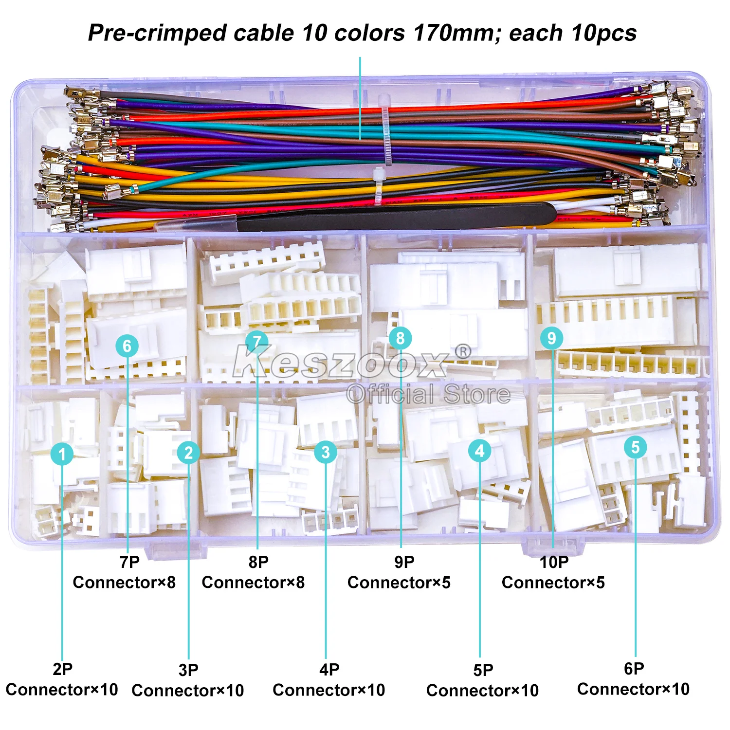 Imagem -03 - Tcenofoxy-conectores Macho e Fêmea Carcaça com Cabo Pré-crimped Jst vh ch Molex kk 396 3.96 mm