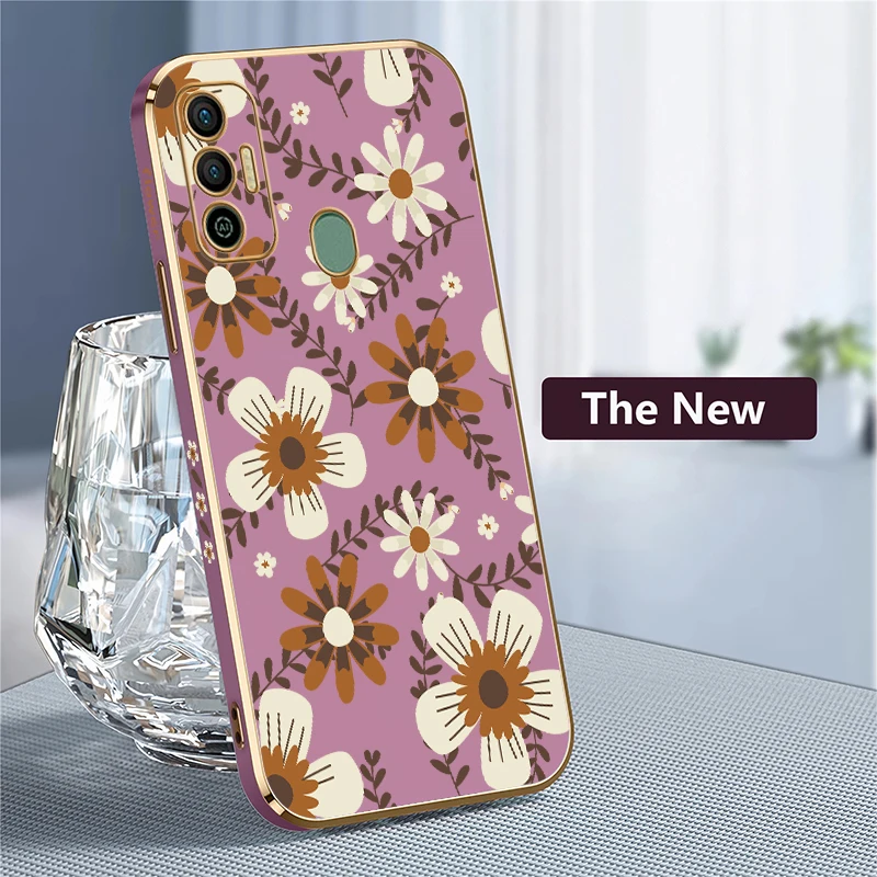 حافظة هاتف لهاتف انفينيكس تكنو سبارك 20 20C 7 8 10 Pro 8C 7T 5 Air 5 6 Go 2024 غطاء خلفي من السيليكون الناعم على شكل زهرة #4