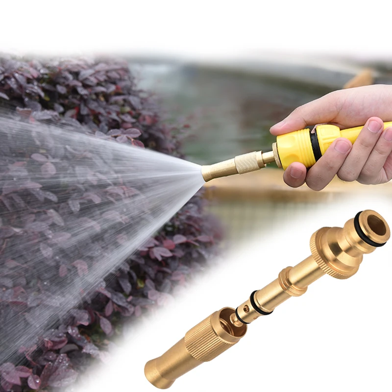 Spray Nozzle Water Gun Brass High Pressure Direct Spray Sprinkler Quick Connector 1/2''  Garden Hose Adjustable Pressure Washer