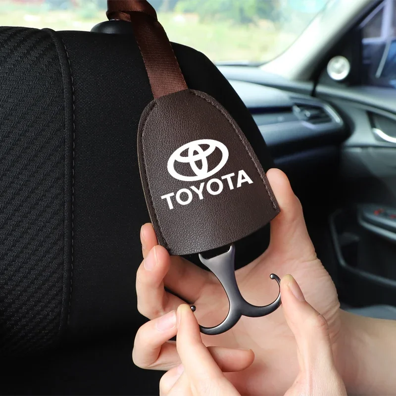 

1Pcs PU Leather Car Seat Back Hooks Universal Interior Accessories For Toyota TRD Gazoo Racing Prius Prado Avensis Verso Sienna