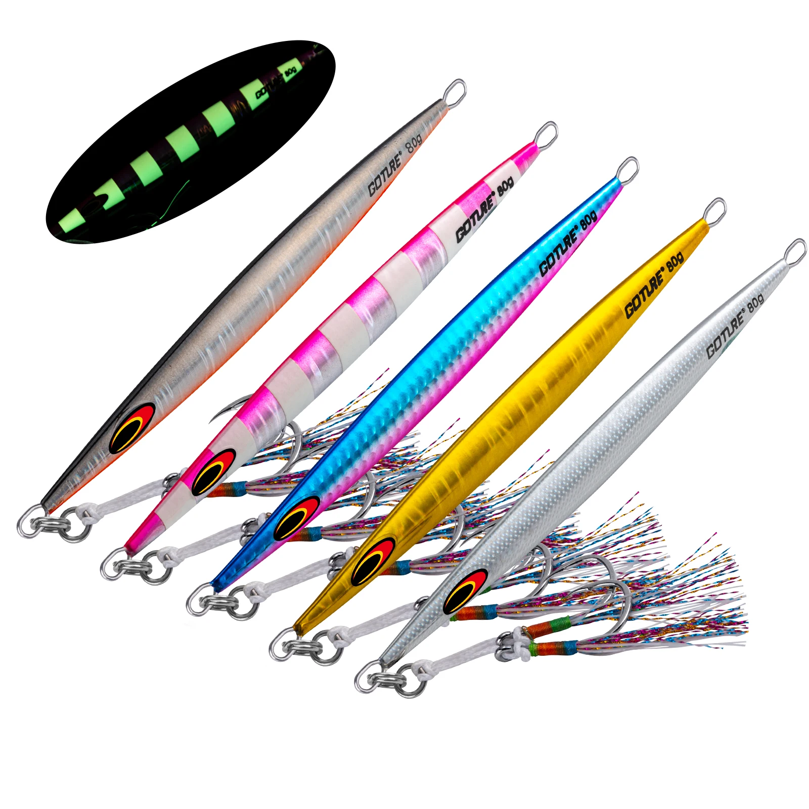 Goture Metal Jigs Fishing Lure 80/160/200g Jigging Lure Seawater Fishing Bait Fishing Lure Artificial Bait Tackle