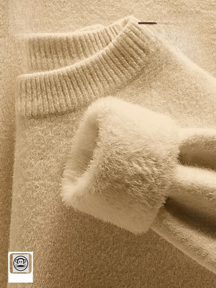 

Мужской зимний вязаный свитер с флисовой подкладкой, утепленный, повседневный, с круглым вырезом, из комфортной мягкой ткани, с широким воротом.