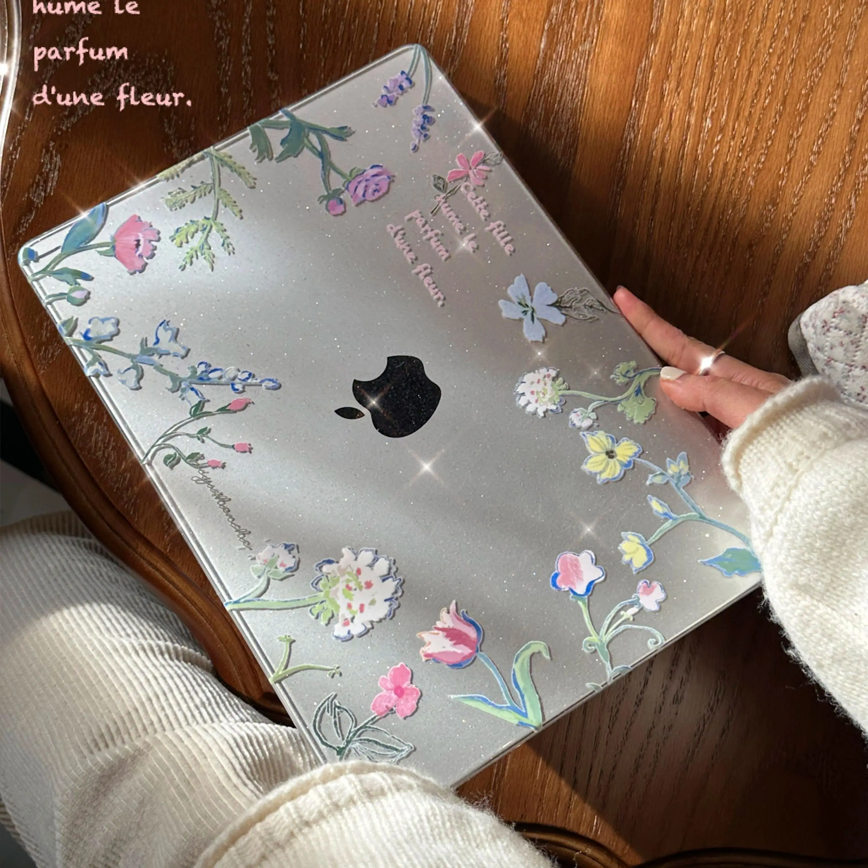 Secret Garden Flowers Glitter Laptop Case For Macbook Air 13.6 M4 NEO 15 M3 Hard Cover For Mac Book Pro 13 M1M2 14 M4 M5 16