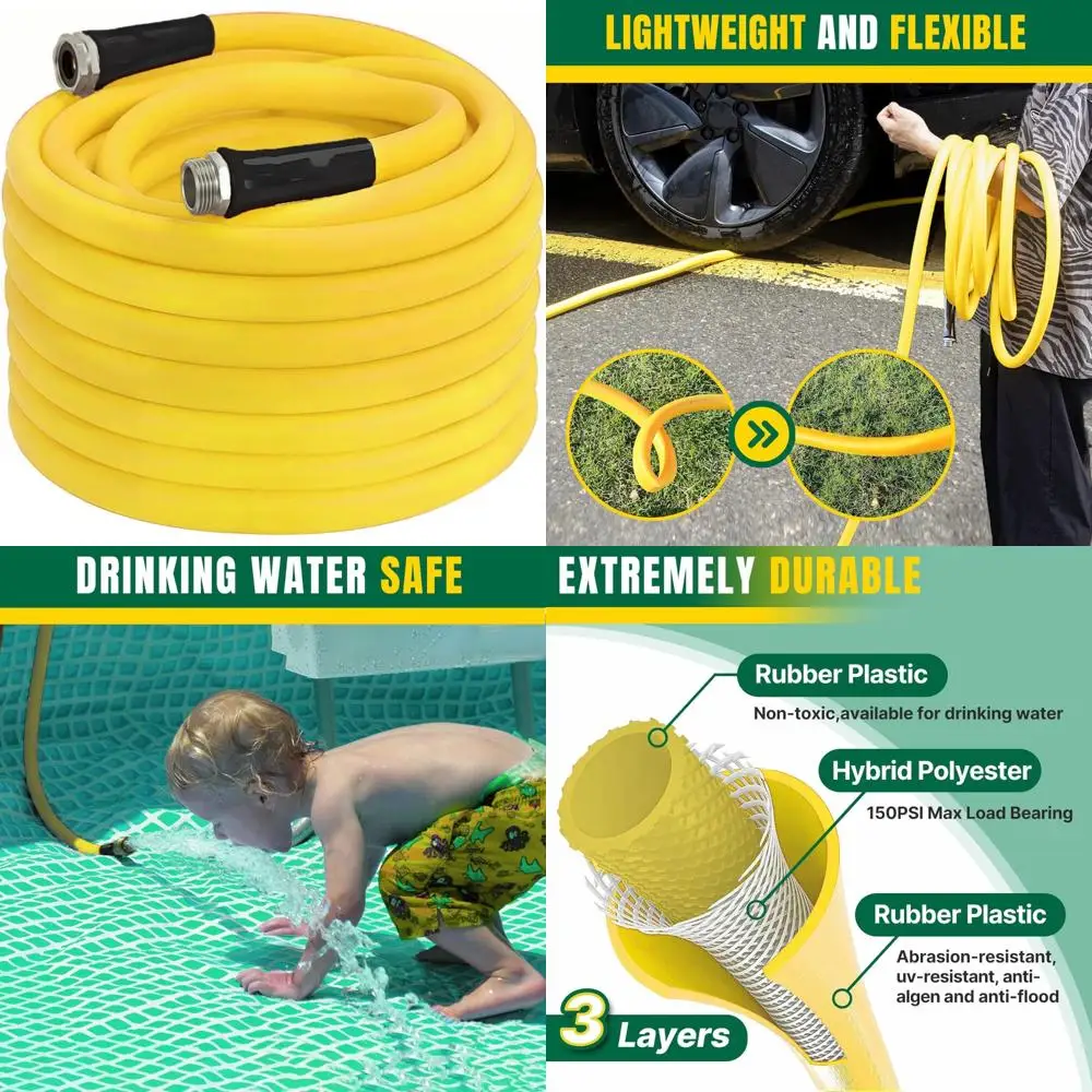 

All-Weather Triple Layer Hybrid Hose, Lightweight, Kink-Free, Flexible Garden Hose, 75ft Length, 3/4 Inch Aluminum Coupling for