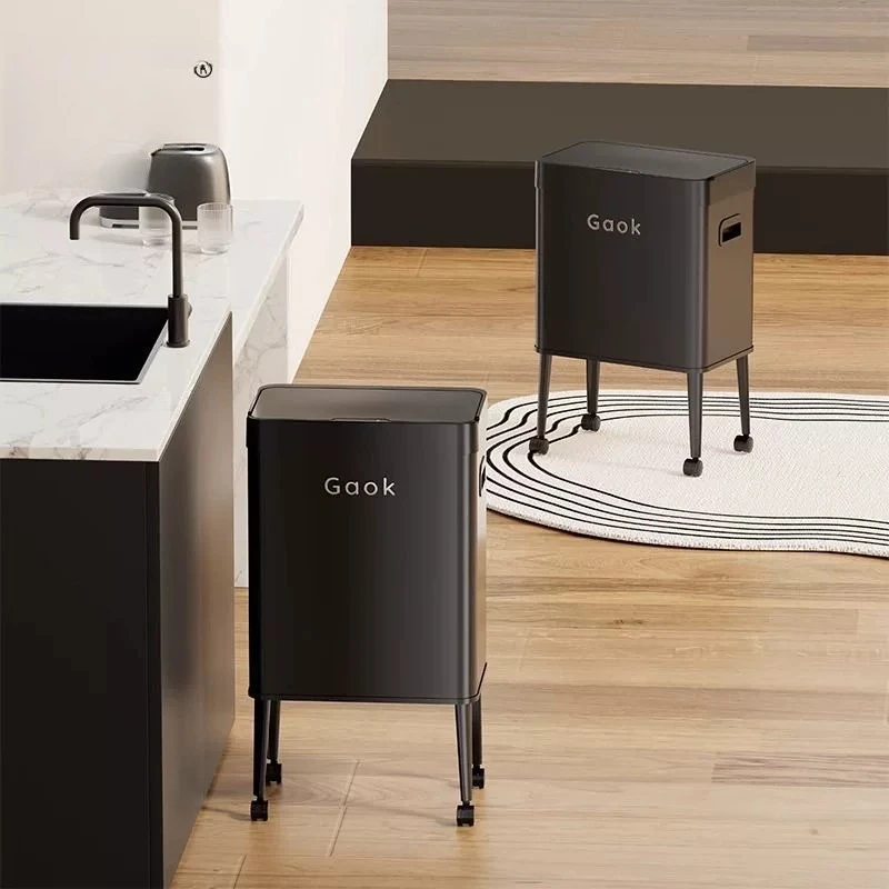 

High Leg Kitchen Waste Bin Large Capacity Portable Garbage Bin Mobile Design Household Use