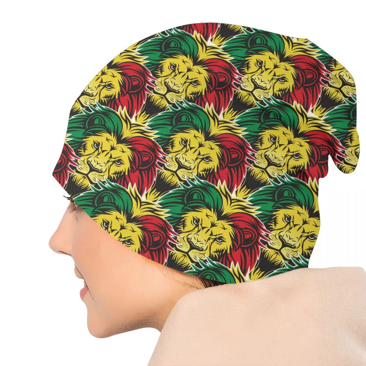 Custom Jamaica Rasta Lion Skullies Beanies Caps Unisex Winter Warm Knit Hat Reggae Jamaican Flag Bonnet Hats Outdoor Ski Cap image 5