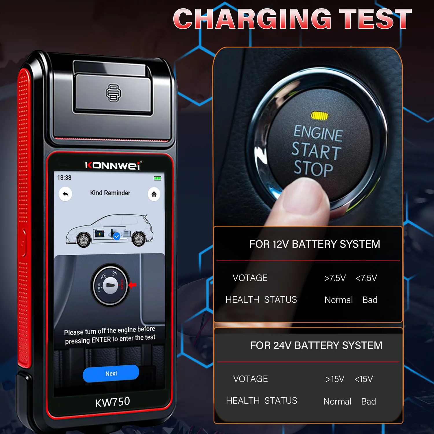 Lead-Acid & Lithium Battery Analyzer, Automotive Storage Cell Detector