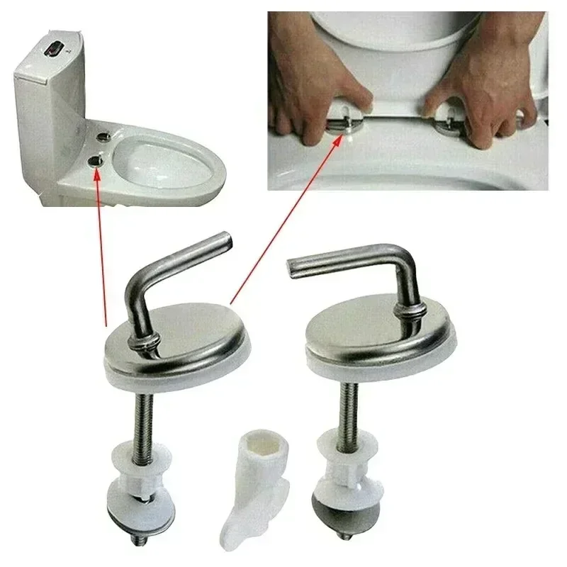 2Pcs Toilet Seat Hinge Stainless Steel Toilet Cover Mounting Connector Toilet Lid Hinge Mounting Fittings Replacement Parts WC