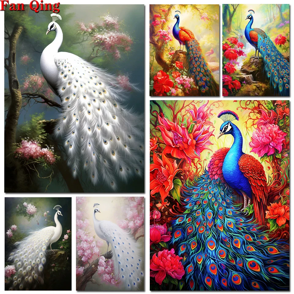 Pittura diamante animale 5D fai da te nuovo arrivo pavone tra fiori strass pieno mosaico ricamo kit punto croce decorazioni per la casa