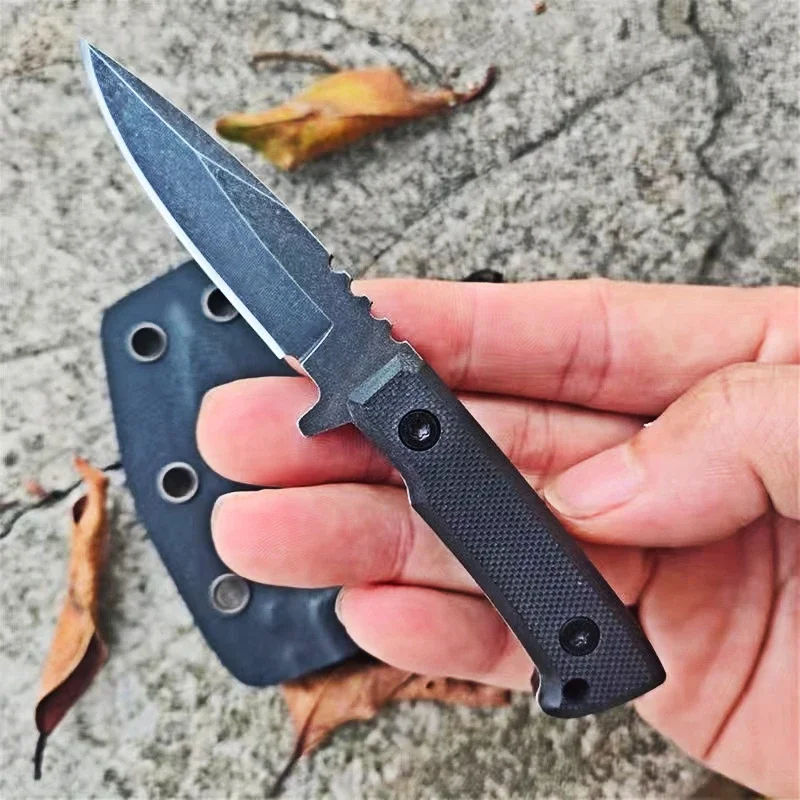 

High end high hardness outdoor small straight knife, stainless steel blade, with K sheath, camping and survival knife