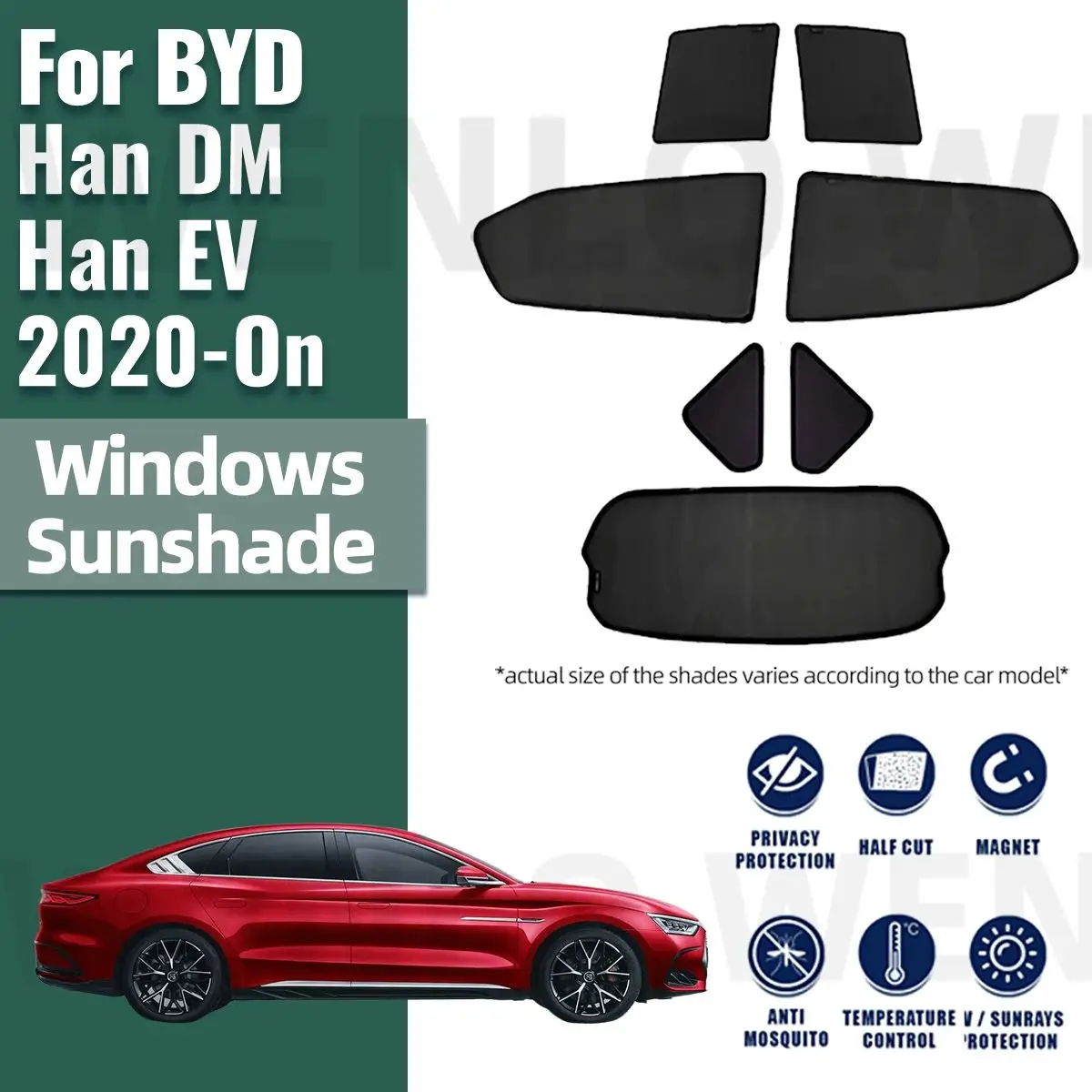 

For BYD Han 2020 2021 2022 2023 2024 Magnetic Car Sunshade Visor Front Rear Windshield Frame Curtain Side Window Sun Shade