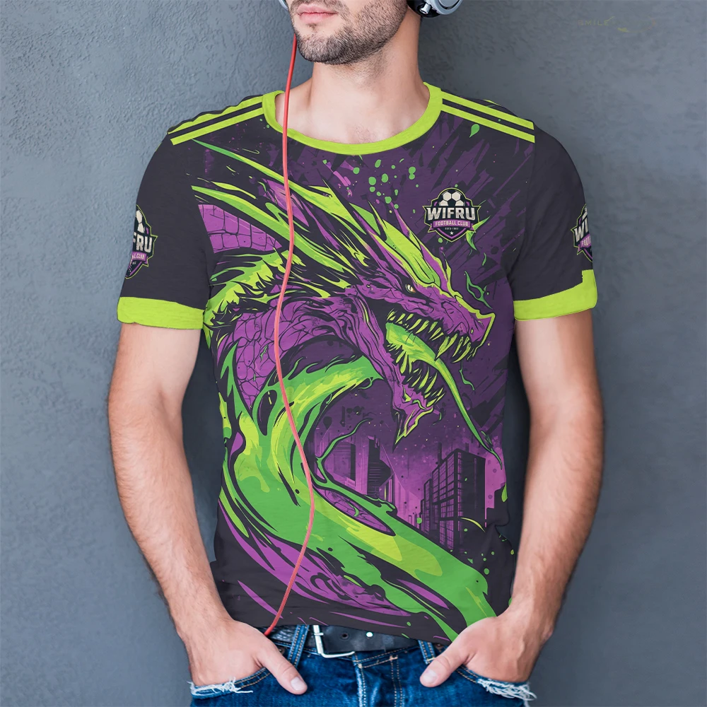 جديد التنين فرسان جيرسي HD ثلاثية الأبعاد تي شيرت مطبوع التجفيف السريع المتضخم تنفس الرجال بلايز عادية كرة قدم رياضية جيرسي