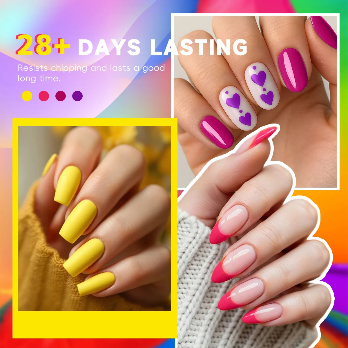 Un ensemble de 6 kits de nail art, de couleurs vives, adaptés aux soins des mains et des pieds dans les salons. Il est un cadeau idéal pour les amis et la famille