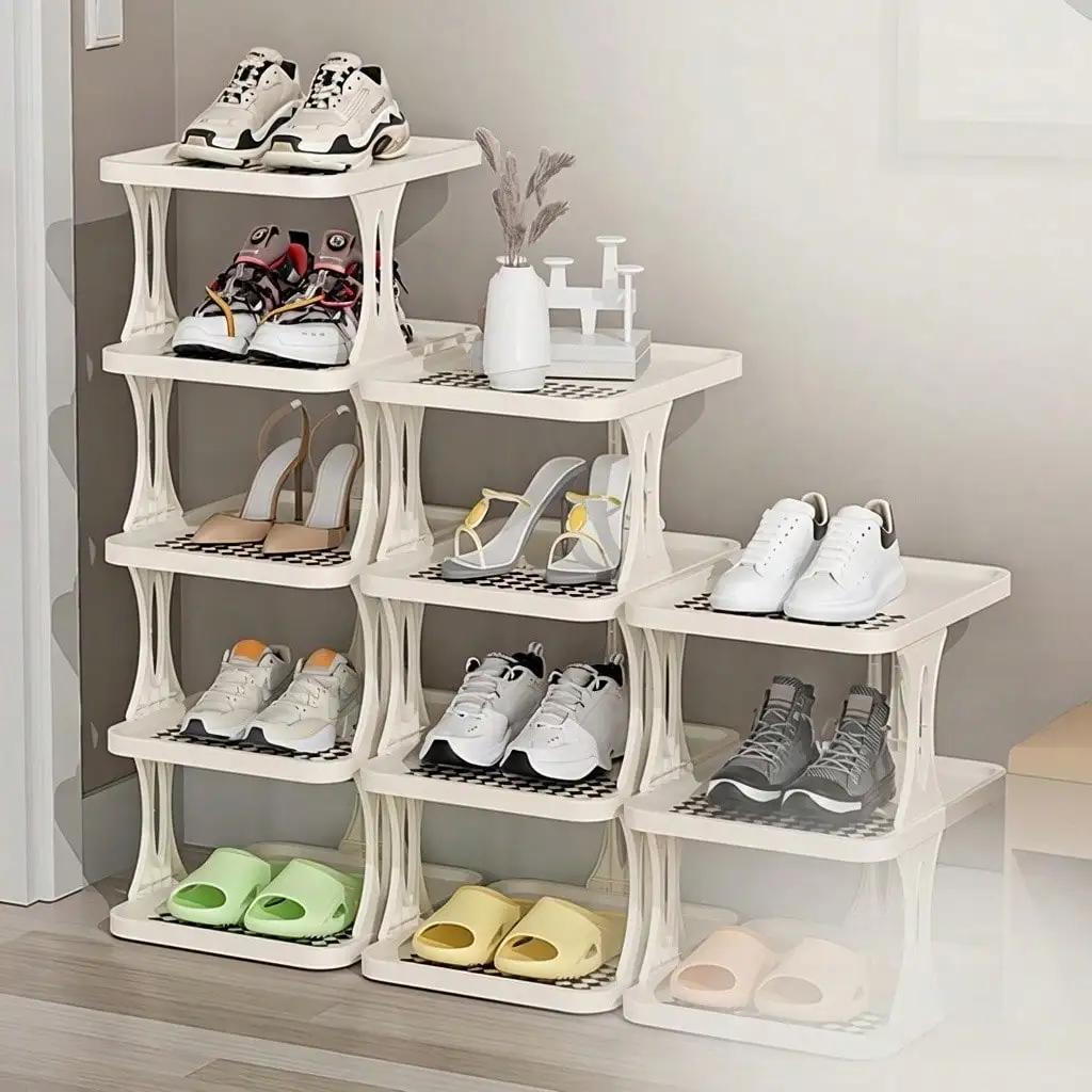 ZNJFLGUI 6-Tier Assembled Plastic Shoe Rack, Simple Multi-Layer Shoe Storage Organizer For Entryway Home Dorm