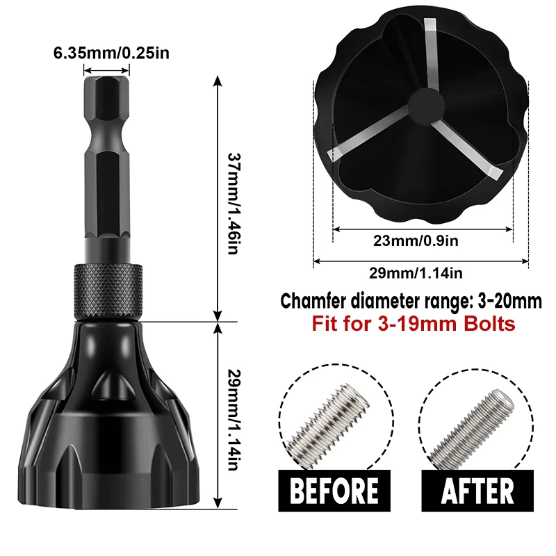 2Pcs Deburring Drill Bits 3-20mm Remove Burr Tool Quick Release 1/4